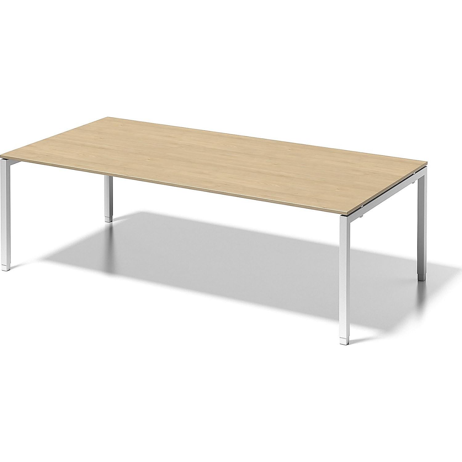 BISLEY Cito Chefarbeitsplatz/Konferenztisch, 650-850 mm höheneinstellbares U-Gestell, Metall, Mp396 Dekor Ahorn, Gestell Verkehrsweiß, 120 x 240 x 85 cm