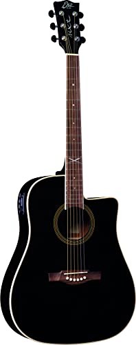 EKO GUITARS - NXT D100CE SEE THROUGH BLACK, Akustikgitarre Top aus Fichten, Boden und Griff aus Mahagoni, Griffbrett aus South American Roupana, Maßstab 648 mm, Dreadnought Cutaway, Farbe Schwarz