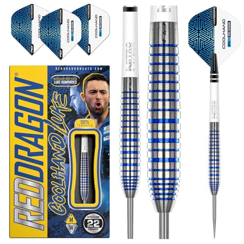 RED DRAGON Luke Humphries TX3 Cool Blau SE 22 Gramm Premium Wolfram Steeltip Dart Set mit Flüge und Schäften