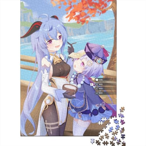 Genshin Impact Qiqi Puzzles Puzzles für Erwachsene und Teenager Schwierige, anspruchsvolle Puzzles 1000-teiliges Holzpuzzle für Erwachsene und Teenager (Größe: 75x50cm)