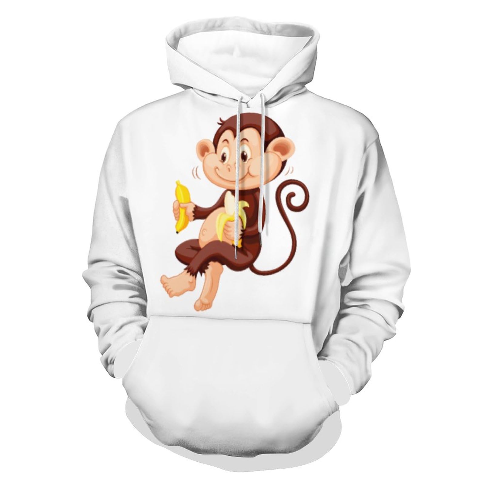 HABXNJF Kapuzen-Sweatshirt, Monkey Banana Hoodie, Fashion Hoodie mit Tasche für Herren Damen, Affe Banane, L