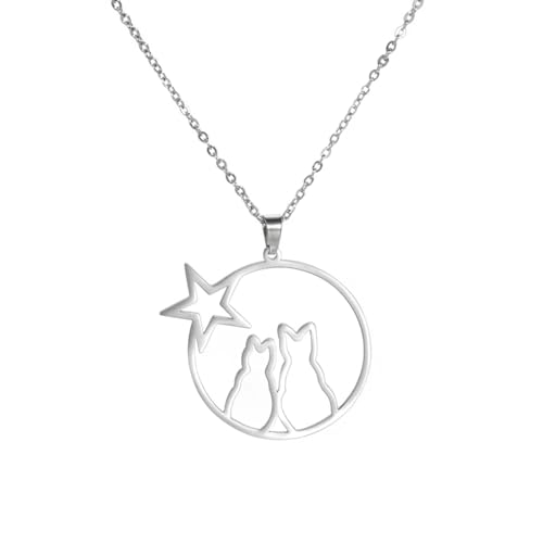 Belachick Retro Halskette Ketten Schmuck Herren Frauen Anhänger Necklace Halskette Mit Niedlichem Tier-Katzen-Anhänger Für Frauen Und Mädchen, Schlüsselbeinkette, Haustierpfote, Für Mädchen, Style4S