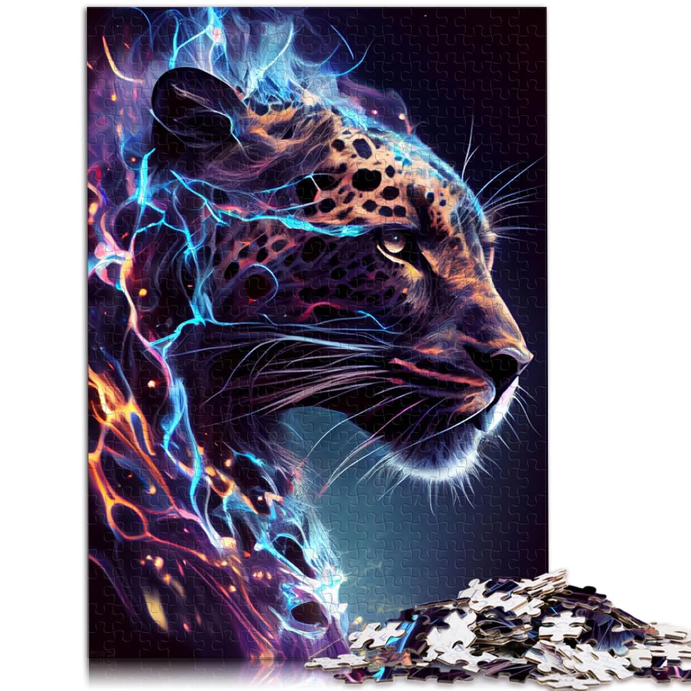 Puzzles Geschenke Spielzeug Elektrisierender Leopard 1000 Teile für Erwachsene Geschenke Holzpuzzle Familienspiel Stressabbau Schwieriges Herausforderungspuzzle 1000 Teile (50 x 75 cm)