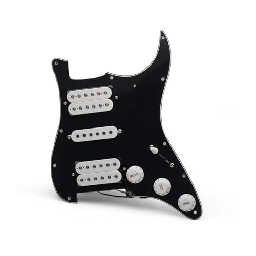 Schlagbrett Tonabnehmer für E Gitarre HSH Pickguard Circuits Schlagbrett für E-Gitarre, HSH Loaded, vorverdrahtete Schlagbrettbaugruppe, Schwarz/Weiß(Black-White Pickup)