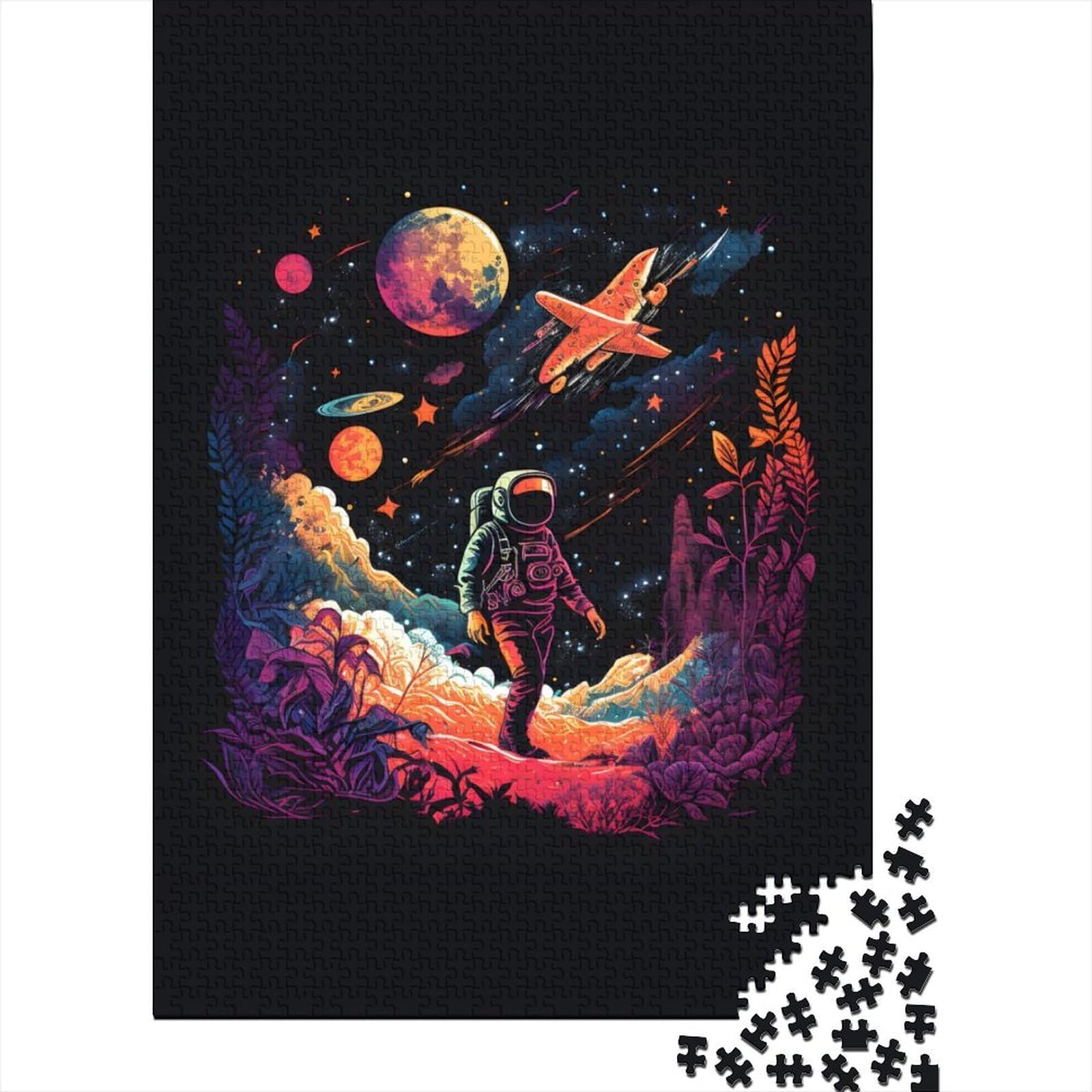 500 Teile für Erwachsene Schwierige Puzzles Astronaut Bunte Holzpuzzles Puzzles für Erwachsene Teenager Lustige Familienpuzzles für Erwachsene (Größe: 52 x 38 cm)