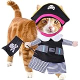 Haustier-Piraten-Kleidung, strapazierfähiges Katzen-Piratenkostüm mit Hut – Hunde-Piratenanzug für Halloween, Cosplay Ukalou