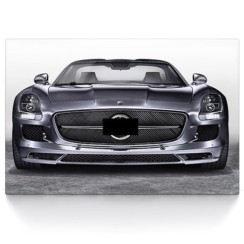 CanvasArts Leinwand Bild SLS AMG Front - Wandbild Kunstdruck Auto Bilder kompatibel mit Mercedes Benz (60 x 40 cm, Leinwand auf Keilrahmen)