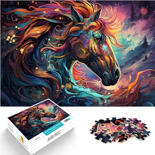 Puzzle, Lernspiele, farbiges Pferd, 1000 Teile, Puzzle für Erwachsene, Holzpuzzle, jedes Teil ist einzigartig – anspruchsvolles, unterhaltsames Familienspiel, 1000 Teile (50 x 75 cm)