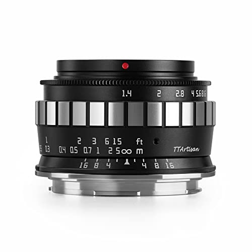 TTArtisan APS-C 23 mm F/1.4 Metallgehäuse, kompatibel mit L-Halterung, Schwarz und Silber