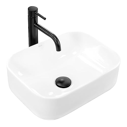 Rea Aufsatzwaschbecken Demi Mini White Waschtisch Handwaschbecken Waschschale Waschbecken für Badezimmer aus hochwertiger Keramik 405 x 310 x 140 mm (weiß)