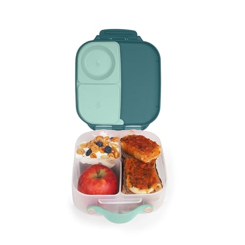 b.box Mini Brotdose für Kinder mit Fächern | Bento Box, 3 Fächer (2 Auslaufsicher) | Lunchbox für Gerichte & Snacks | Platz für Ganzes Obst | BPA-frei