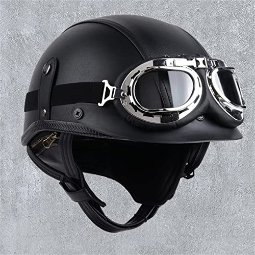 BGMKE Jet Motorrad-Helm Rollerhelm Moped Halber Helm Für Herren Damen Motorradhelm ECE Zertifizierung Halbschalenhelm Retro Brain-Cap Helm Chopperhelm Halboffener Helm Jet-Helm Mit Schutzbrille