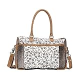 Myra Bag S-1498 Amaryllis Schultertasche aus Segeltuch und Rindsleder