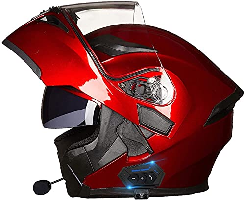 EBAYIN Klapphelme Bluetooth Motorradhelm Damen und Herren Dual Mirror DOT/ECE Zertifizierter Motorradhelm MP3 Intercom FM Radio FM Integralhelme,H-XL=(61~62CM)