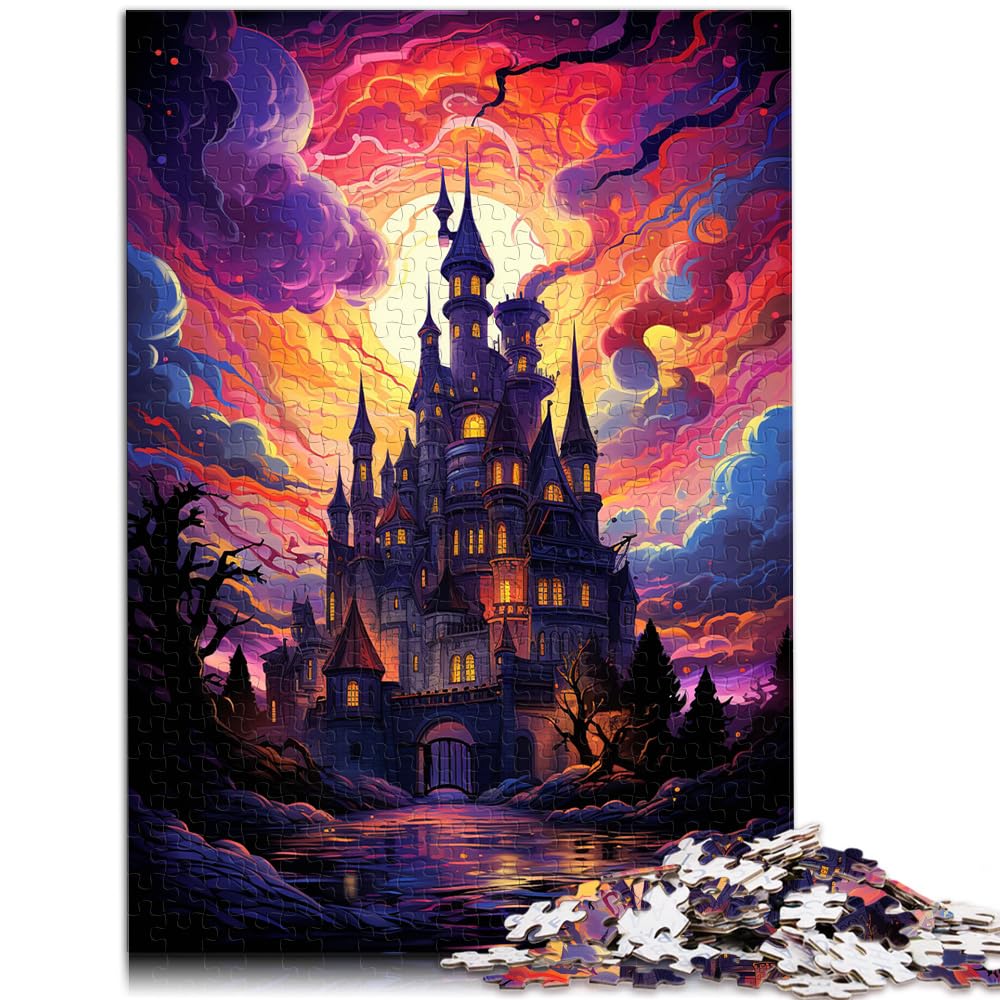 Puzzle für Erwachsene, bizarres, farbenfrohes Schloss-Puzzle, 1000 Teile, Holzpuzzle für anspruchsvolles Puzzlespiel und Familienspiel, 1000 Teile (50 x 75 cm)