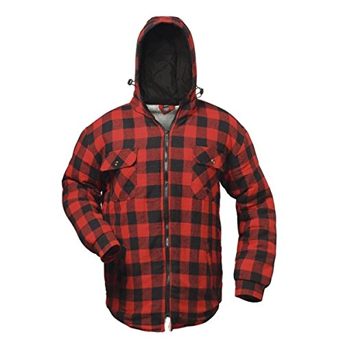 Thermohemd Arbeitshemd Arbeitsjacke rot/schwarz kariert und gefüttert mit Kapuze ? Craftland ? S-3XL