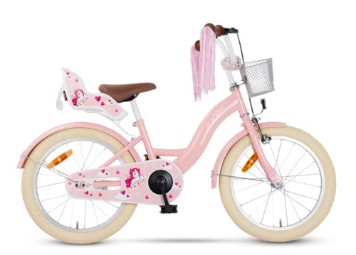 SJOEF Dolly Kinderfahrrad 16 Zoll | Kinder Fahrrad für Mädchen/Jugend | Ab 2-6 Jahren | 12-16 Zoll | inklusive Stützräder (Rosa)