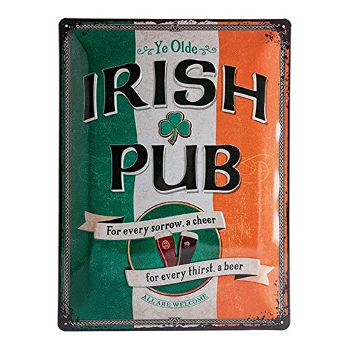 Nostalgic-Art Retro Blechschild Irish Pub – Geschenk-Idee als Bar-Zubehör, aus Metall, Vintage-Design zur Dekoration, 30 x 40 cm