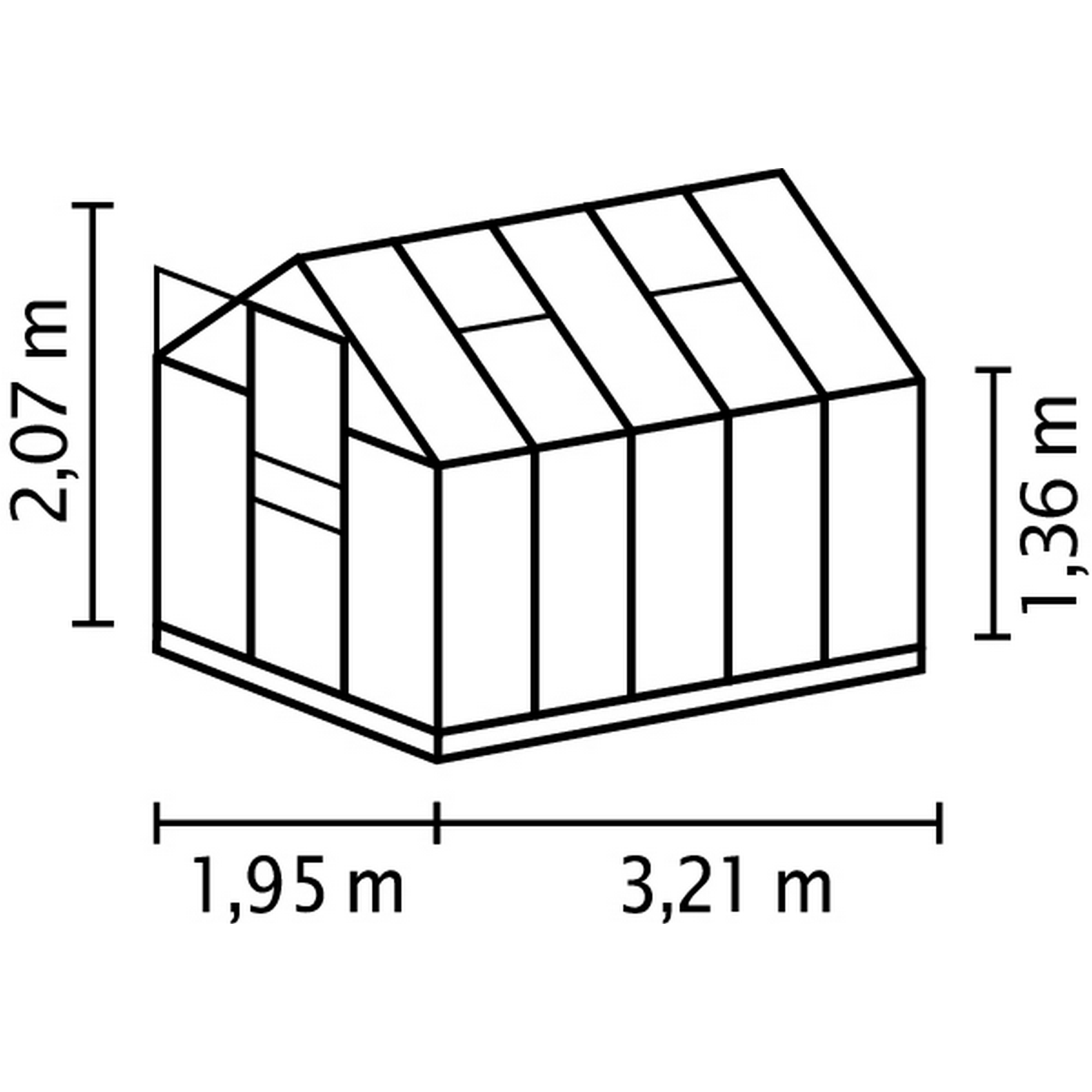 Vitavia Gewächshaus 'Planet 6200' 6,2 m² 192,2 x 316,6 cm 6 mm Hohlkammerplatten aluminiumfarben 3