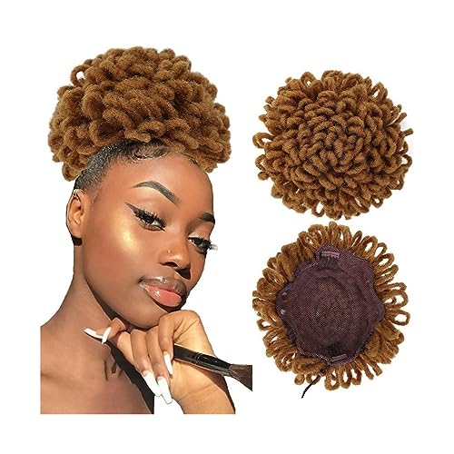 Haarknoten Dreadlock Dutt Afro High Puff Kordelzug Pferdeschwanz Haarknoten Haarteile Faux Locs Clip In Pferdeschwanz Extensions Synthetische Haarknoten Stücke for schwarze Frauen Haarschmuck Damen (