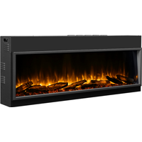 RICHEN Amazona 56" Elektrokamin - Elektrischer Einbaukamin mit Heizung - realistischer 3D-Flammeneffekt, LED-Beleuchtung, Fernbedienung programmierbar, Timer, Thermostat - Schwarz