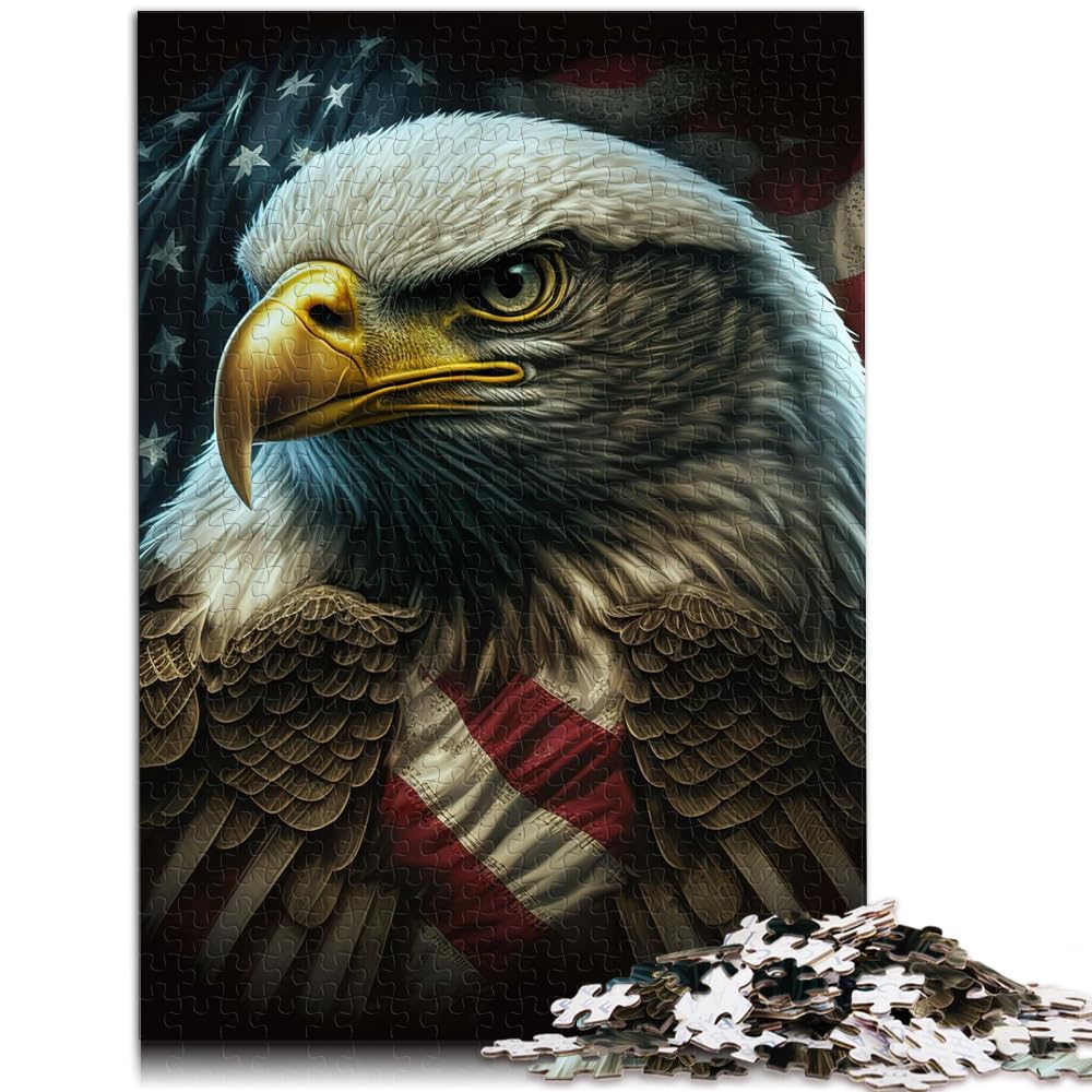 Puzzlespiele Adler Amerikanische Flagge 1000 Teile Puzzle Holzpuzzle Spielzeug Puzzle Lernspiele Stressabbau Puzzle 1000 Teile (50x75cm)