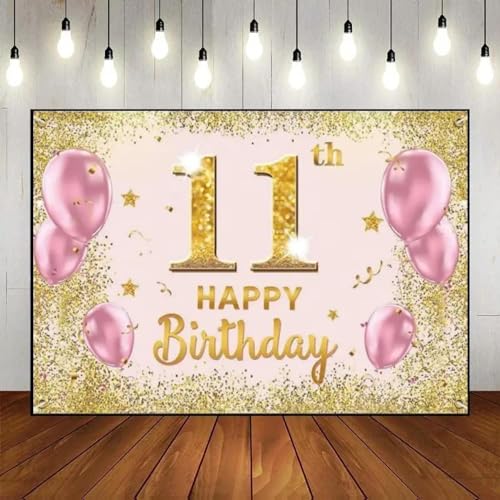 Alles Gute zum 11. Geburtstag Golden BoyHintergrund Süßes BabyDekoration Spiel geboren Fotografie Requisiten Rot Foto Party 350x230cm