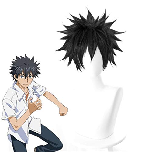 LINLINCD Cosplay wig A Certain Magical Index Scientific Railgun Toma Kamijo Touma Kamijou Cosplay Wig Black Short Straight Halloween Carnival Wigs Kuz474