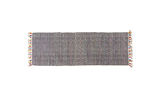 Dmora Texas moderner Teppich, Kelim-Stil, 100% Baumwolle, schwarz, 180x60cm