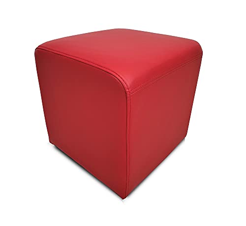 Quattro Meble Rotes Echtleder Hocker viele Größen Echtleder Sitzhocker Rindsleder Sitzwürfel Fußhocker Polsterhocker Echt Leder Puff Leder MDR Red (45 x 45 x H-45 cm)