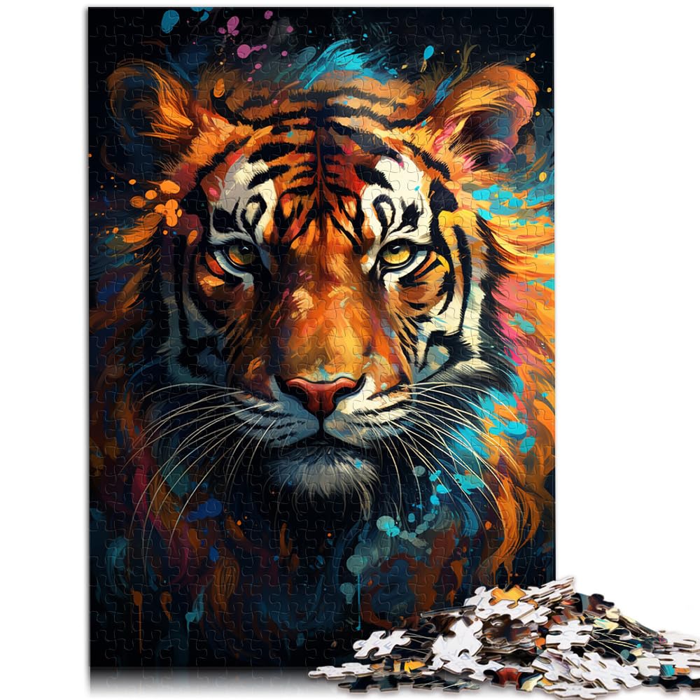 Puzzle zum Malen eines bunten Tigers für Erwachsene, 1000-teiliges Puzzle, Holzpuzzle für anspruchsvolles Puzzlespiel und Familienspiel, 1000 Teile (50 x 75 cm)