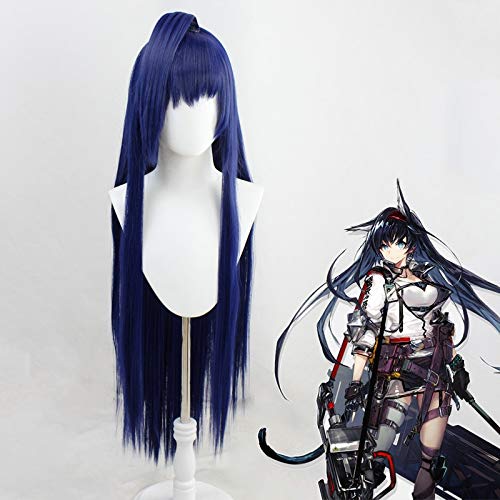 LINLINCD Cosplay wig Arknights Blaze Cosplay Perücke tiefblau gerade lange hitzebeständige synthetische Haarperücke für Halloween-Party Karneval+kostenlose Perücke Ca.