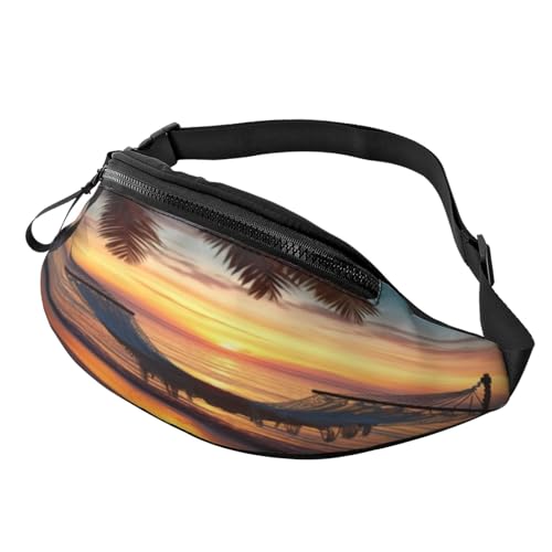 Bauchtasche für Angelsee, leichte Hüfttasche für Reisen und den täglichen Gebrauch, Kokosnuss Beach Sunset Hängematte, Einheitsgröße