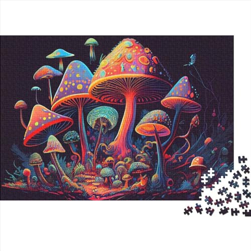 Schwierige, anspruchsvolle Puzzles, 1000 Teile, Psychedelischer Pilzwald, Holzpuzzle für Erwachsene und Teenager, interessante Puzzles zur Stressreduzierung (Größe 75x50cm)