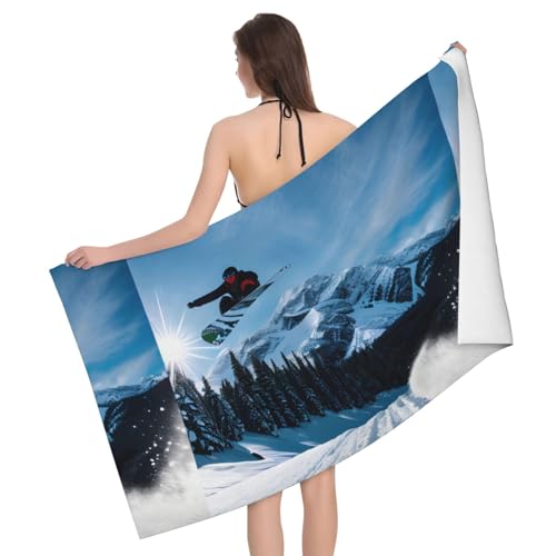 WURTON Snowboard-Strandtuch aus Mikrofaser für Schwimmbad, Camping, Picknick, Yoga, Fitnessstudio, Sport, schnell trocknend, 132,1 x 81,3 cm