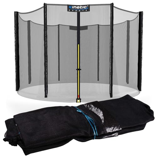 Kinetic Sports Trampolin Sicherheitsnetz - Ersatznetz mit Reißverschluss und Sicherheitsclips, Schutznetz, UV-beständig, Ersatz Fangnetz für Gartentrampoline, Ø 244 cm