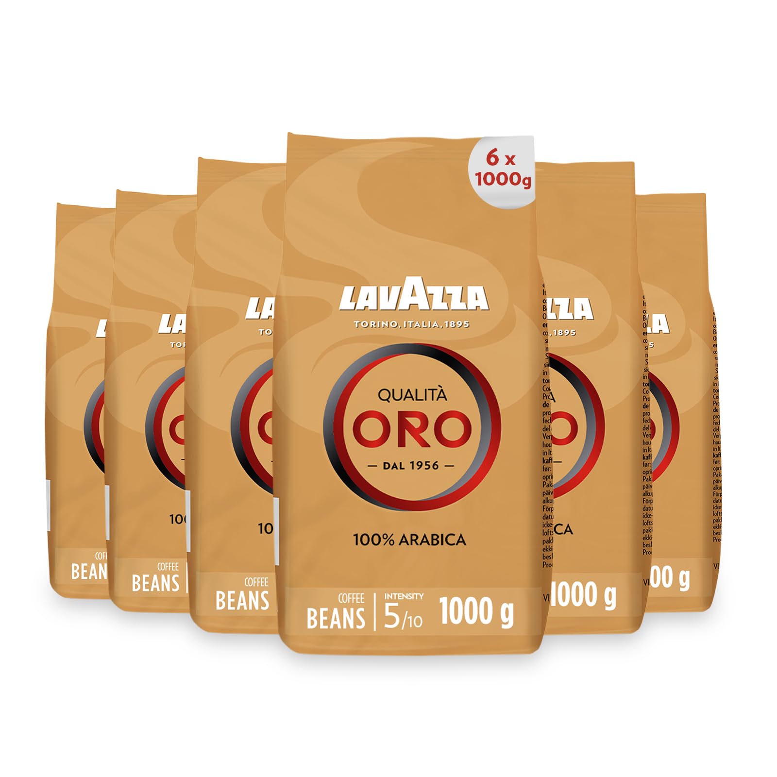 Lavazza Kaffee Qualita Oro, ganze Bohnen, Bohnenkaffee, 6er Pack, 6 x 1000g