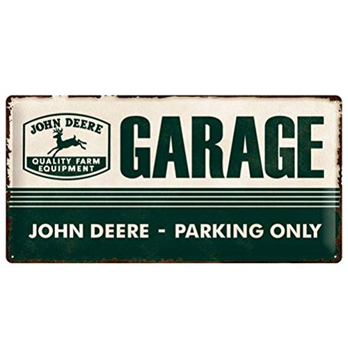 Nostalgic-Art Garage, Vintage Geschenk-Idee für John Deere und Traktor-Fans, zur Dekoration Retro Blechschild, 25x 50 cm