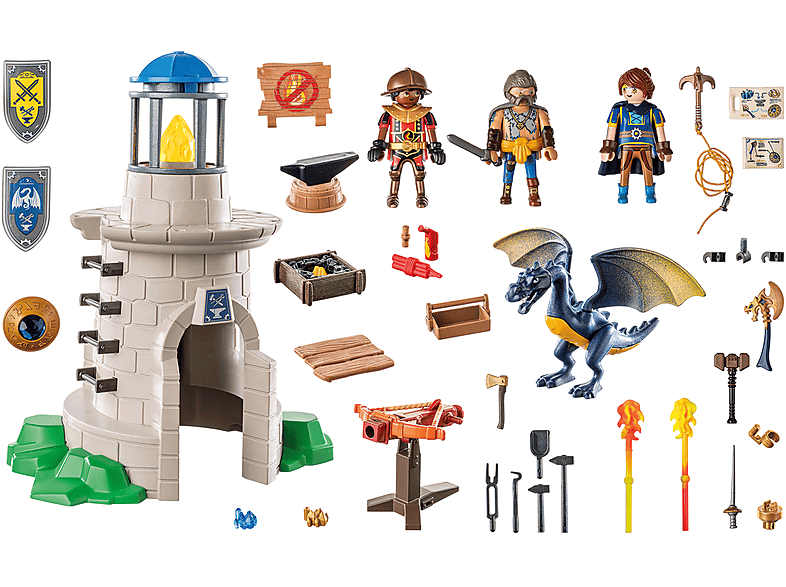 PLAYMOBIL 71483 Ritterturm mit Schmied und Drache Spielset, Mehrfarbig