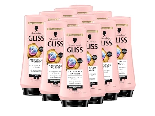 Gliss Spülung Anti-Spliss Wunder (12x 200 ml), Haarspülung repariert geschädigte Haarfasern, für langanhaltende Splissversiegelung und 88% weniger Spliss