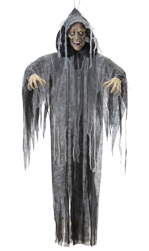 Widmann 04892 - Sprechender Zombie mit beweglichen Kinn und leuchtenden Augen, 160 cm, Partydekoration, Halloween