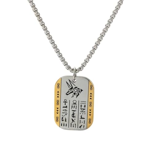 GZHENGZG Herren Halskette und Damen Halskette Altägyptisch Anubis Horus Rune Dog Tag Anhänger für Männer, Halskette, Pharao Amulett, Punk Schmuck Geschenk Geschenk