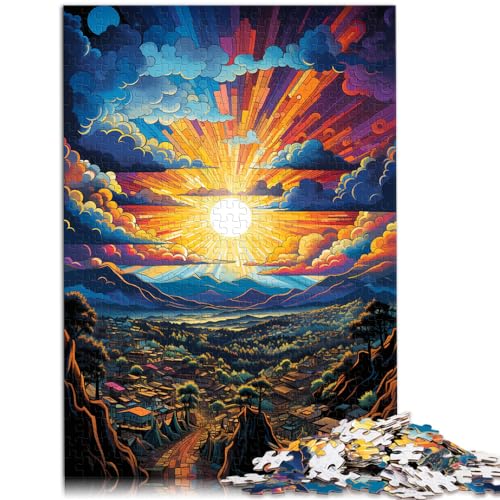 Spielzeug-Puzzle, farbenfrohes und psychedelisches Antigua Guatemala-Puzzle für Erwachsene, 1000 Teile, Holzpuzzle mit passendem Poster und Wissensblatt, 1000 Teile (50 x 75 cm)