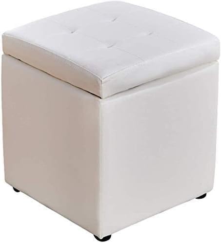 RAABYU Fußstütze Fußhocker Würfel Kunstleder Aufbewahrung Pouf Sitzbank, Spielzeugkiste mit Scharnier oben Organizer Box Pouf Truhe