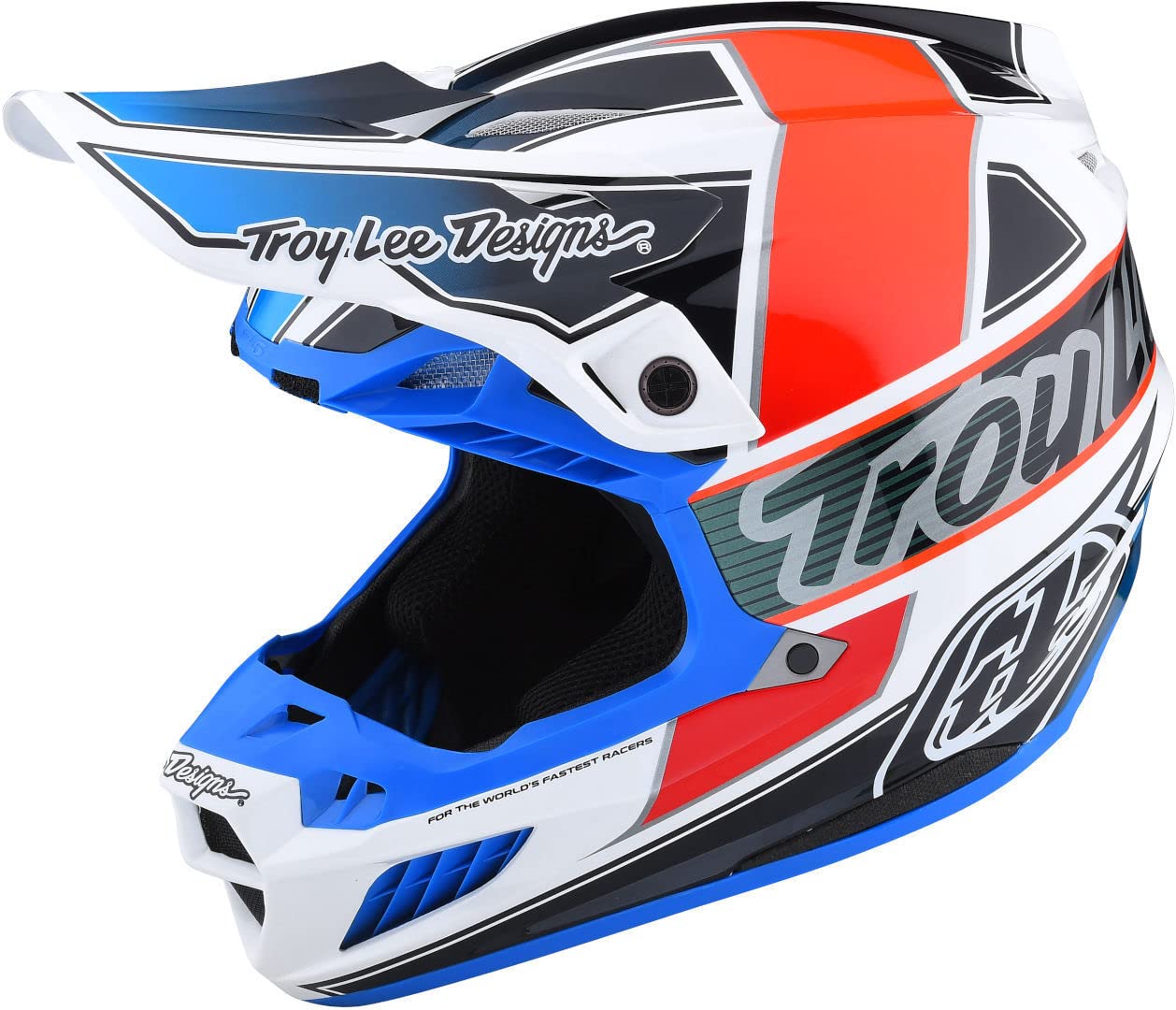 Troy Lee Designs SE5 Team MIPS Motocross Helm (White/Blue/Orange,XL (60/61))