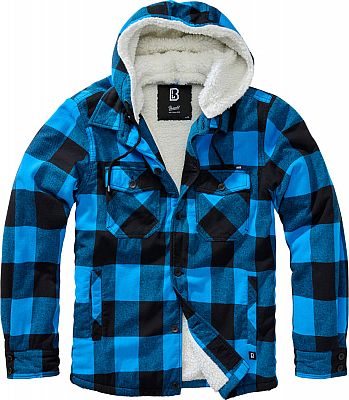 Brandit CHECK SHIRT LUMBER GEFÜTTERT + KAPUZE HOLZFÄLLERHEMD WINTER HEMD FLANELL FUTTER, Größe:XL, Farbe:Blau-Schwarz