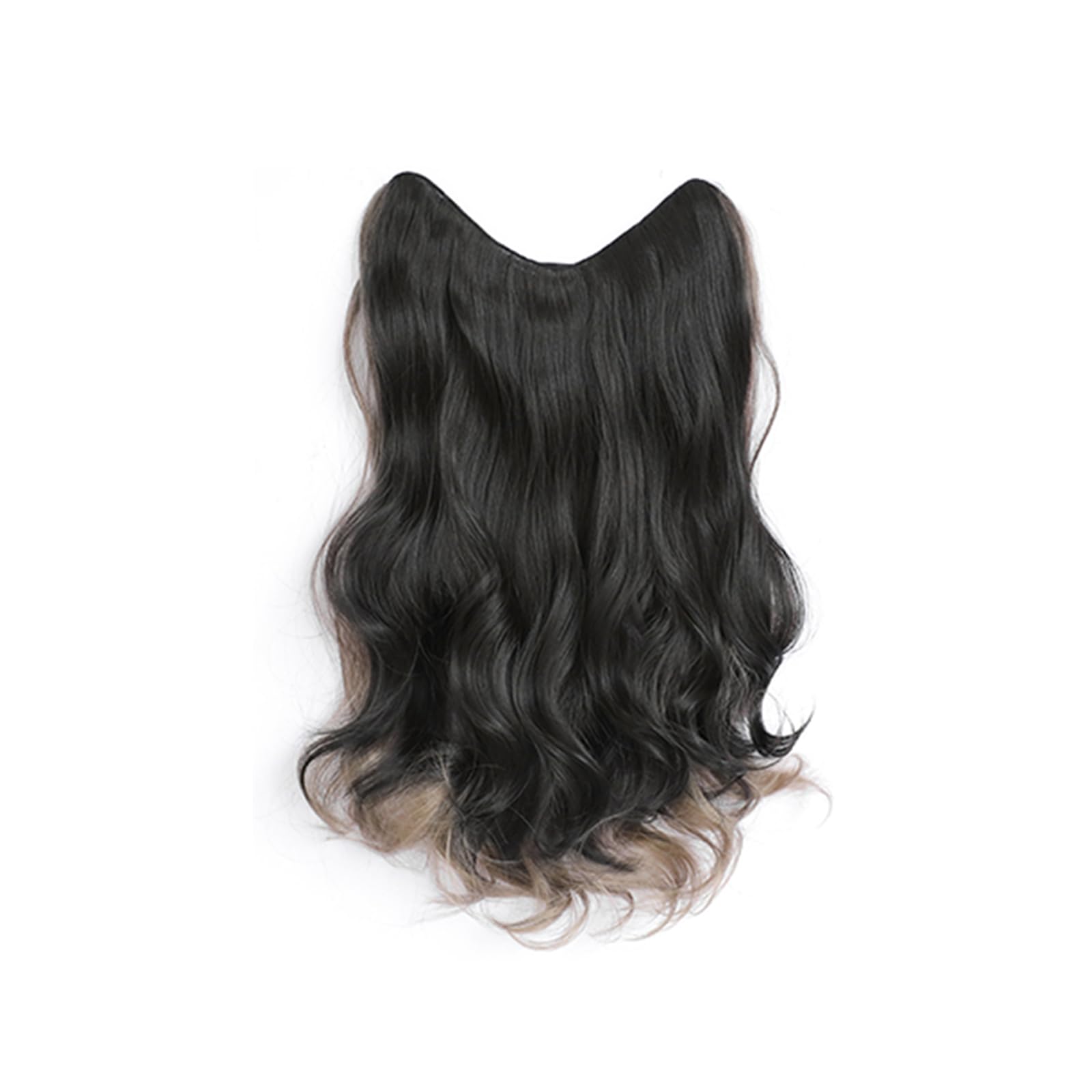 1 Stück, Perückenstück für Damen, langes, lockiges Haar, flauschiges, volumenverstärkendes Haarverlängerungsstück, 58 cm, schwarz/braun