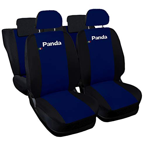 Lupex Shop Panda.3s_Bs.N-6040 Autositzbezüge, kompatibel mit Panda Tritte Serie (Modell 319) Version 60e40 Dunkelblau Schwarz | Set Vorder- und Hintersitzbezüge | Airbag kompatibel | Innenausstattung