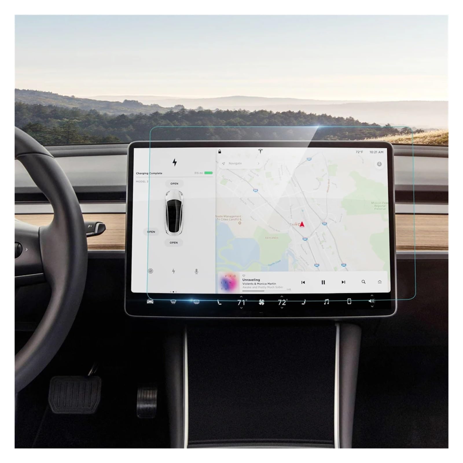 Für Tesla Für Modell 3 Autonavigation Displayschutzfolie Antireflexionsschutz Empfindlicher Touchscreen Autofolie Navigation Schutzfolie Navigations-Displayschutz