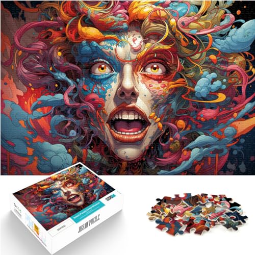 Puzzles mit farbenfrohen Fantasiefiguren, Kunst-Puzzles für Erwachsene, 1000 Teile, Holzpuzzle, Dekomprimieren, geistiges Lernspielzeug, 1000 Teile (50 x 75 cm)